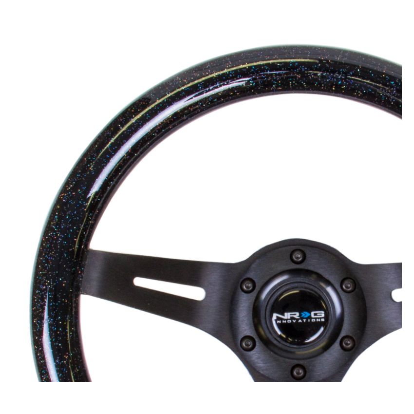 NRG ST-310BSB-BK Classic Wood Grain Steering Wheel (310mm) Black Sparkle w/Blk 3-Spoke Center