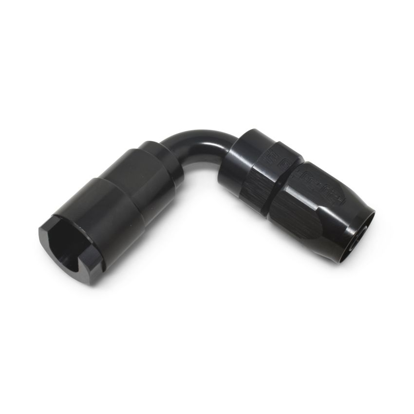 Russell Performance 3/8in SAE Quick Disc Female to -6 Hose Black 90 Degree Hose End