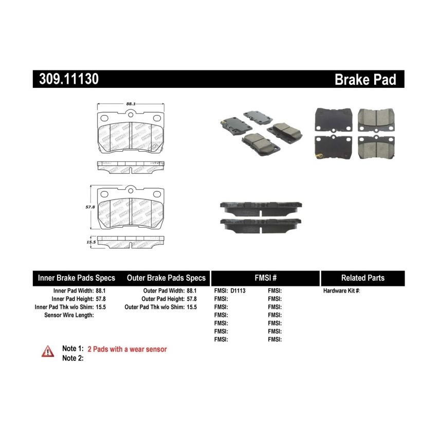 StopTech Performance 06 Lexus GS300/430 / 07-08 GS350 / 06-08 IS250/350 Rear Brake Pads