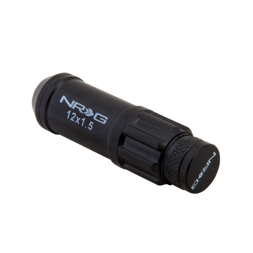 NRG 700 Series M12 X 1.5 Steel Lug Nut w/Dust Cap Cover Set 21 Pc w/Locks & Lock Socket - Black