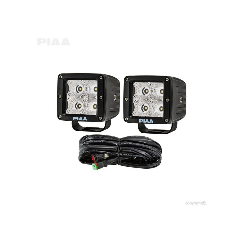 PIAA 26-06303 PIAA Quad Series Flood Beam LED Cube Lights w/ Harness
