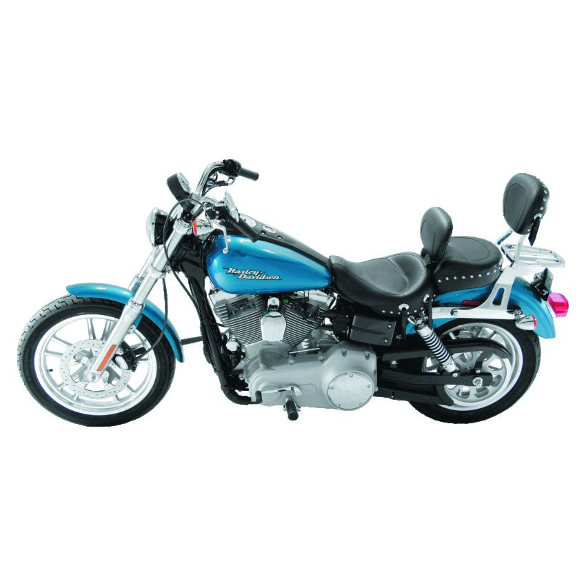 Mustang Motorcycle 79346 Mustang 06-17 Harley Dyna Wide Touring Solo Seat w/Driver Backrest w/Studs - Black