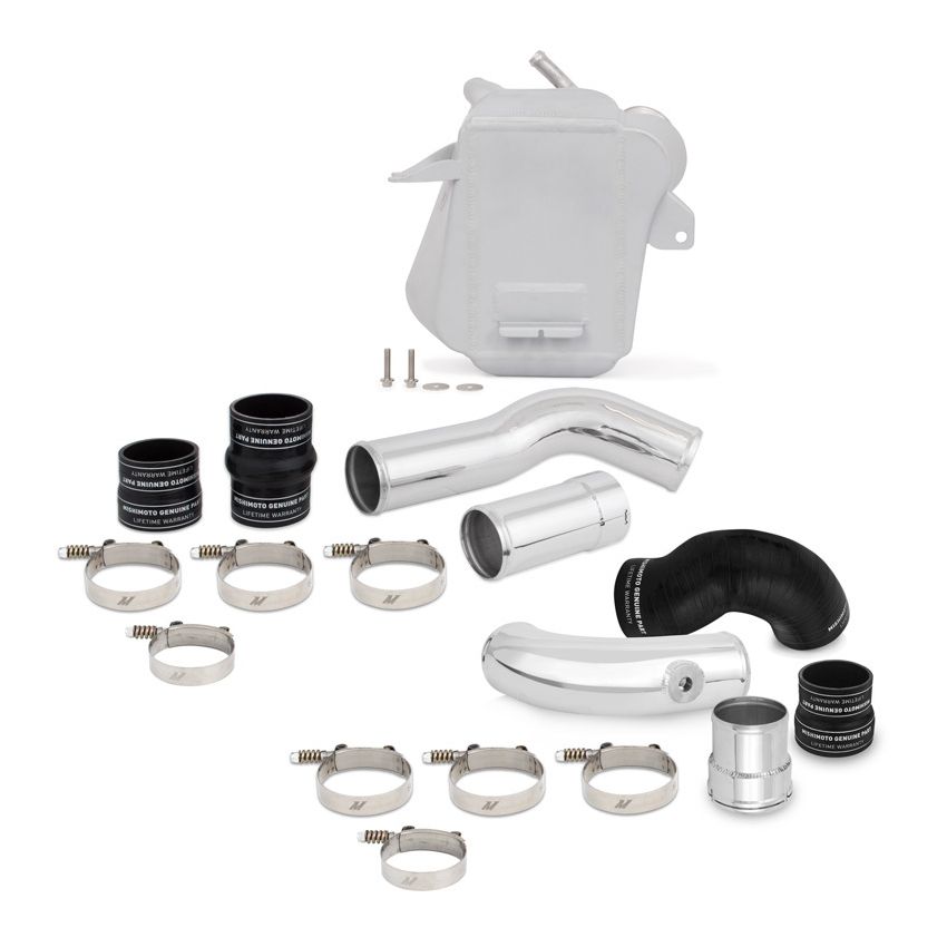 Mishimoto 11-16 Ford 6.7L Powerstroke Air-To-Water Intercooler Kit - Wrinkle Silverw/ Polished Pipes