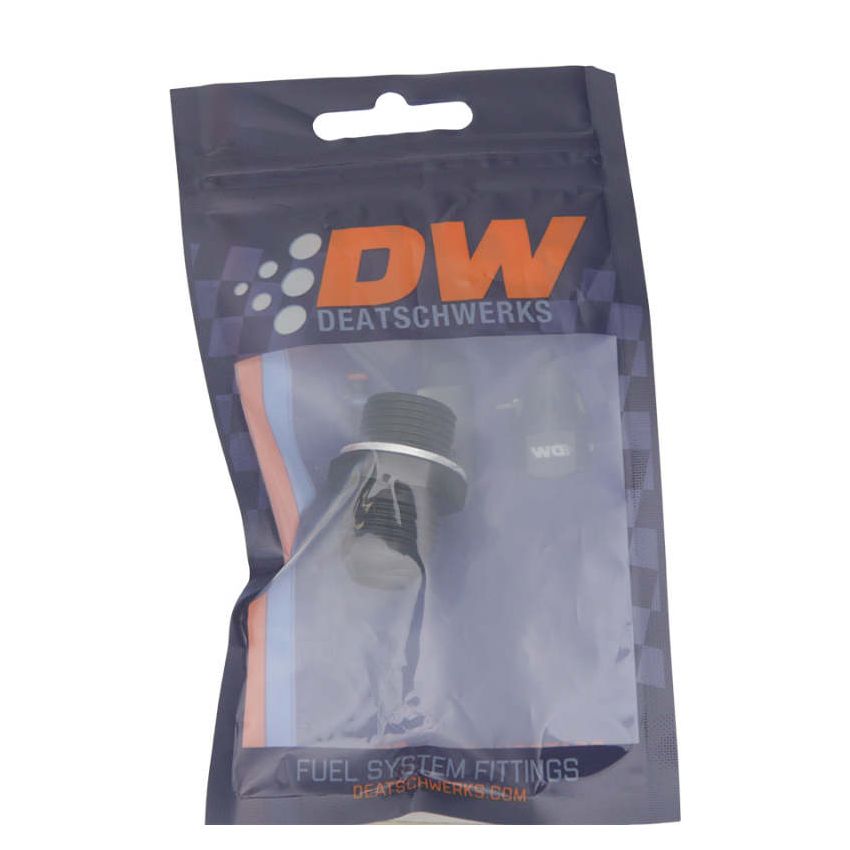 DeatschWerks 8AN Male Flare to M18 X 1.5 Male Metric Adapter (Incl Washer) - Anodized Matte Black