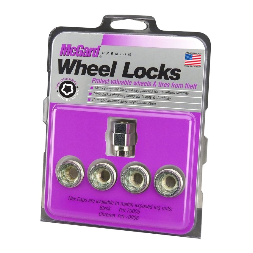 McGard Wheel Lock Nut Set - 4pk. (Under Hub Cap / Cone Seat) 7/16-20 / 3/4 & 13/16 Hex / .775in. L