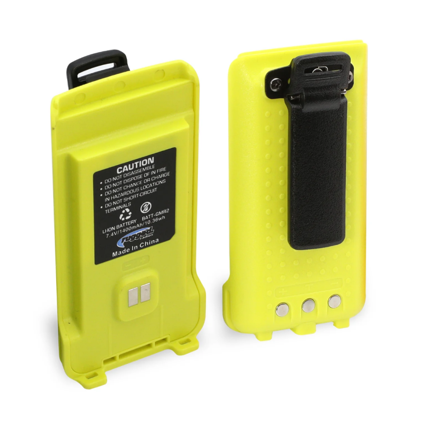 Rugged Radios BAT-GMR2-HV GMR2 Replacement Battery with 12v Charge Port and Belt Clip Safety Yellow