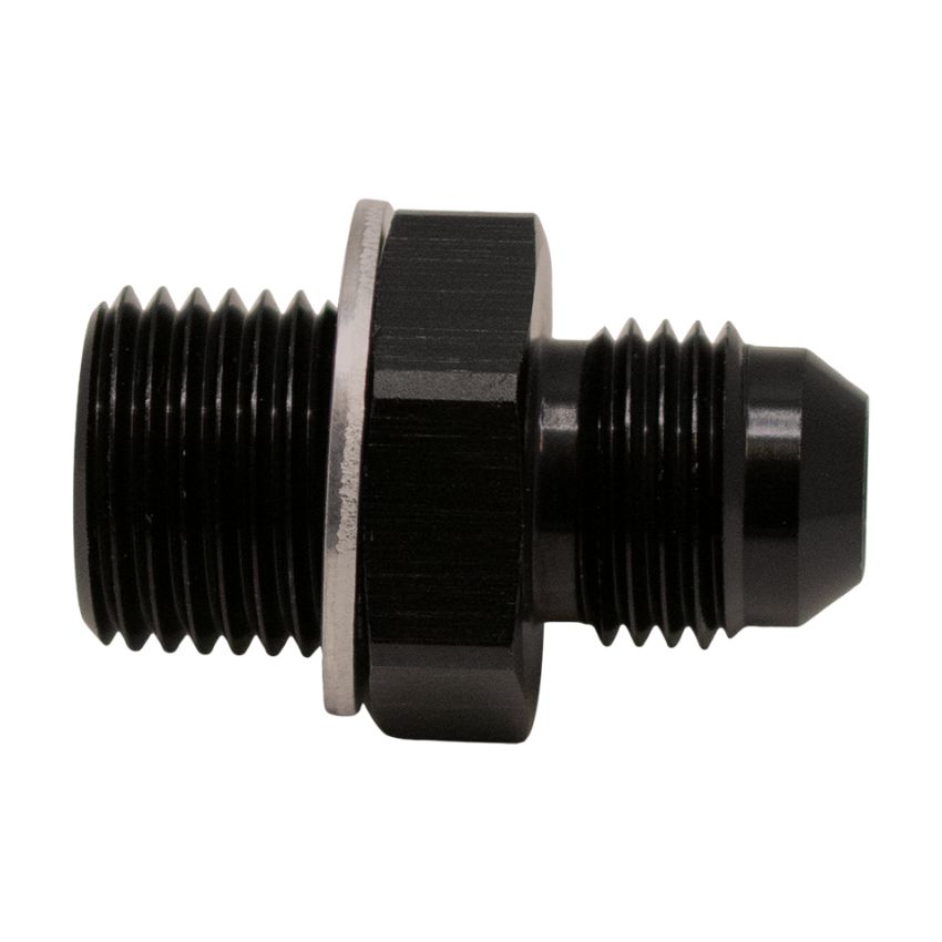 DeatschWerks 6AN Male Flare to M16 X 1.5 Male Metric Adapter (Incl Washer) - Anodized Matte Black