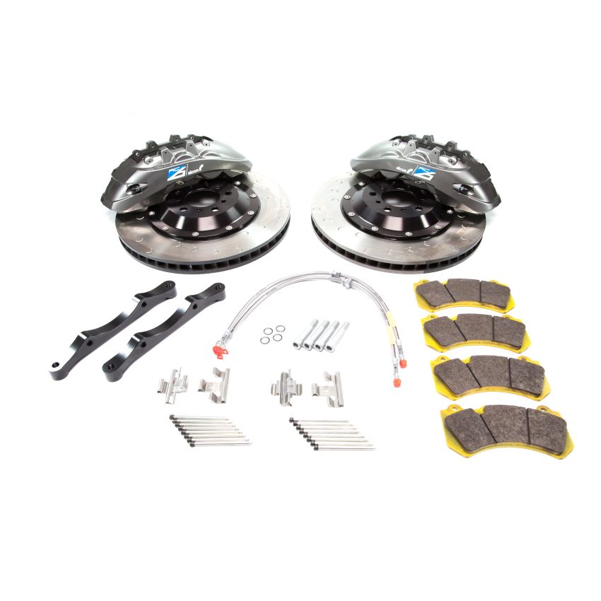 Alcon BKF7059ZG04 2009+ Nissan GT-R R35 412x36mm Rotor 6 Piston Caliper RC6 Front Axle Kit - Grey