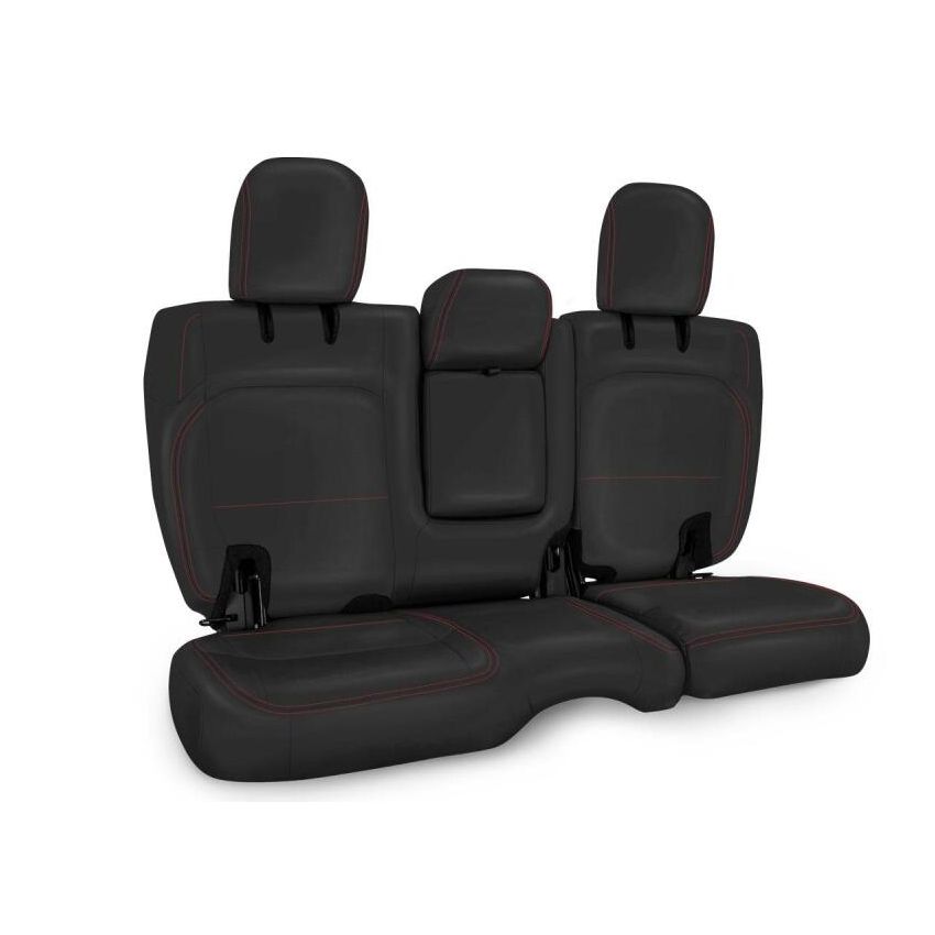 PRP 2018+ Jeep Wrangler JLU/4 Door Rear Bench Cover w/ Leather Interior - Black w/ Red Stitching