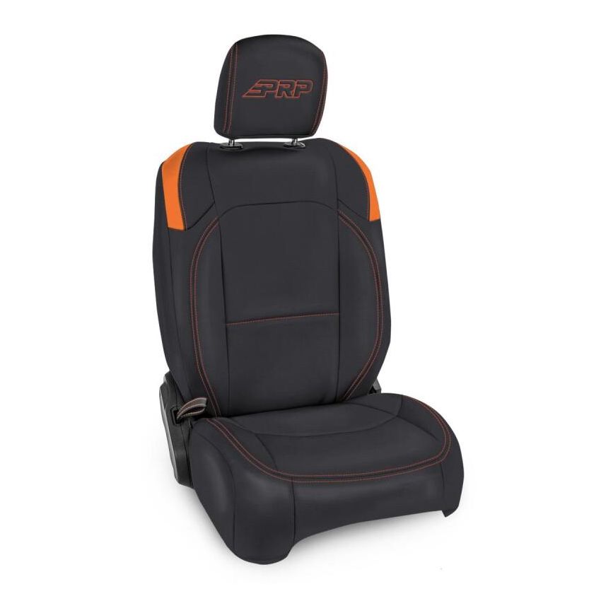 PRP Seats B040-07 PRP Jeep Wrangler JL Front Seat Covers Jeep Gladiator JT- with Molle Back (Pair) - Black/Orange