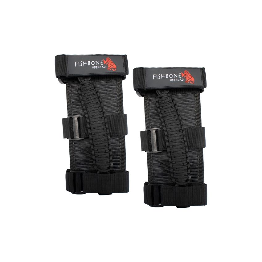 Fishbone Offroad Paracord Grab Handles w/Three Straps - Black