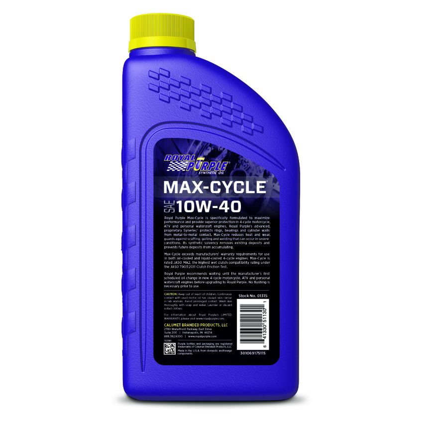 Royal Purple 06315 Max-Cycle Synthetic 10W-40 Motorcycle Oil - 1 Quart