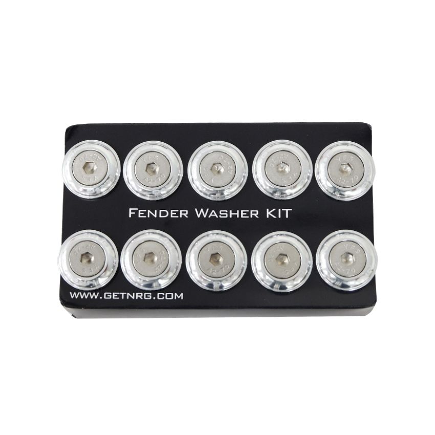 NRG Fender Washer Kit w/Rivets For Plastic (Silver) - Set of 10