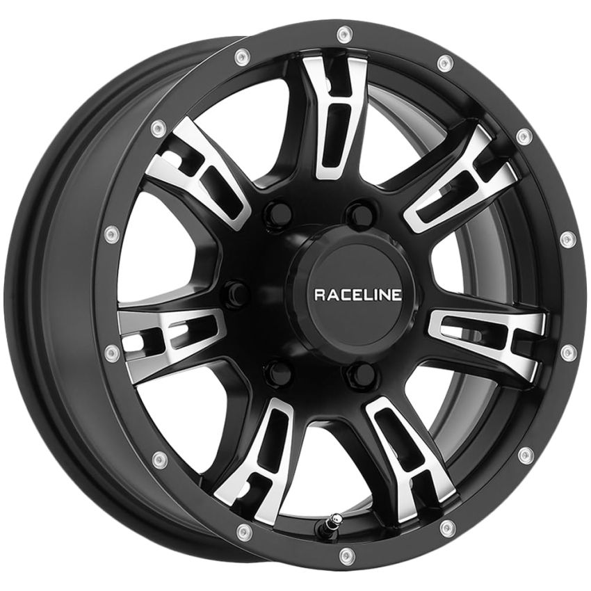 Raceline 840 Arsenal 15x6in / 6x139.7 BP / 0mm Offset / 4.25mm Bore - Black & Machined Wheel