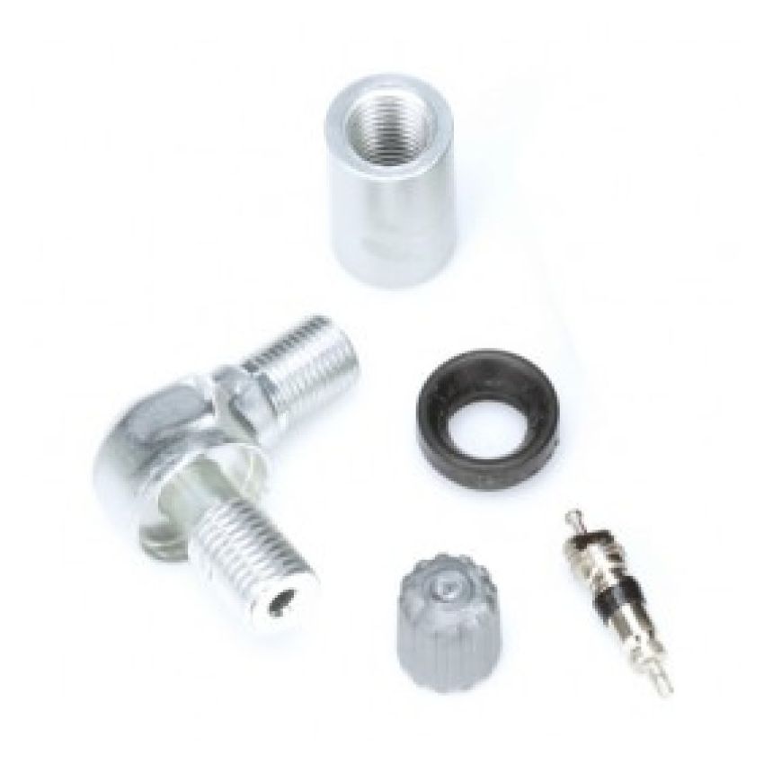 SCHRADER VALVES 25078-4 Angled Silver Aluminum Valve Assembly for Schrader 90 Degree EZ-sensor - 4 Pk