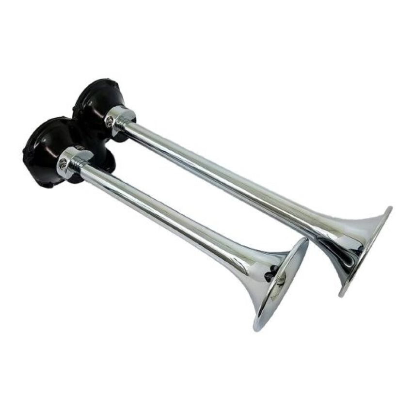 Kleinn Air Horns 401 Kleinn Chrome Roof Mount Dual Horn/ 13.5In/11.5In - Chrome-Plated Spun Copper