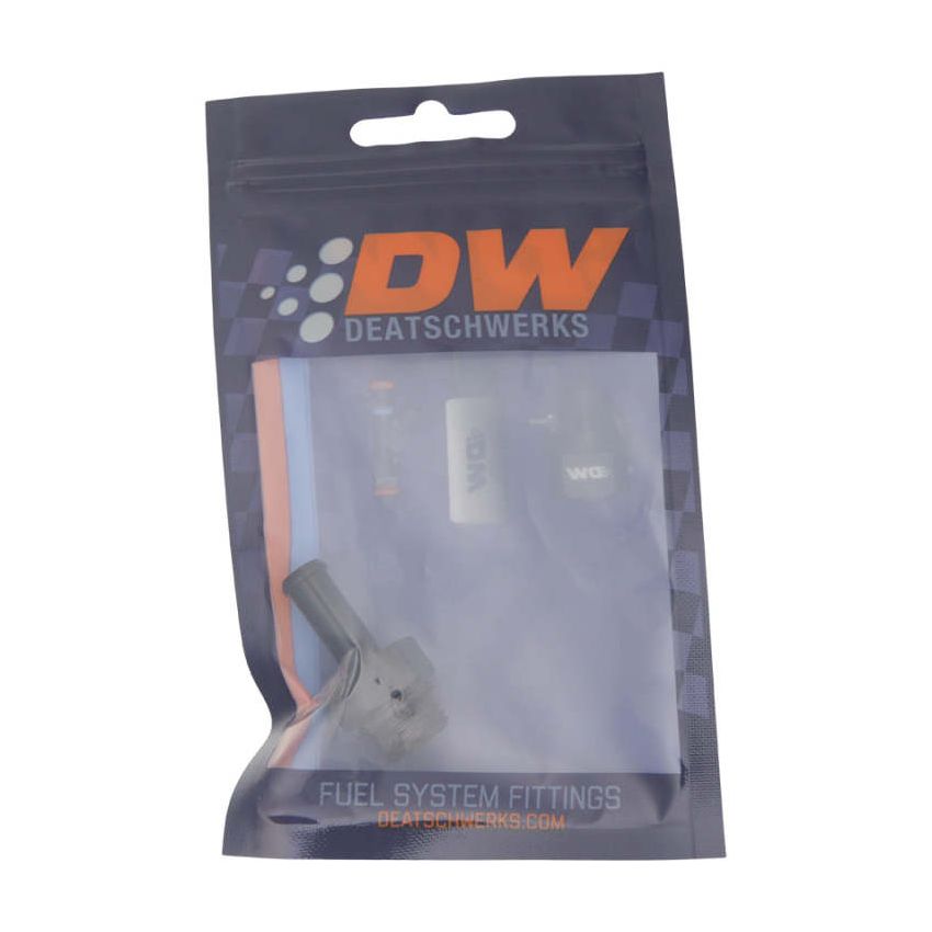 DeatschWerks 6AN ORB Male to 5/16in Male Barb Fitting (Incl O-Ring) - Anodized Matte Black