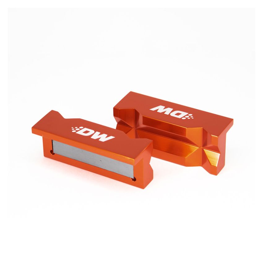 DeatschWerks 4in. Aluminum Soft Jaws w/ Magnet - Orange Anodized