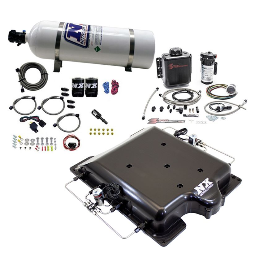 Nitrous Express 20972BMF-15 Dodge Hellcat Supercharger Lid Nitrous/Water Injection Kit (100-400HP) w/15lb Bottle