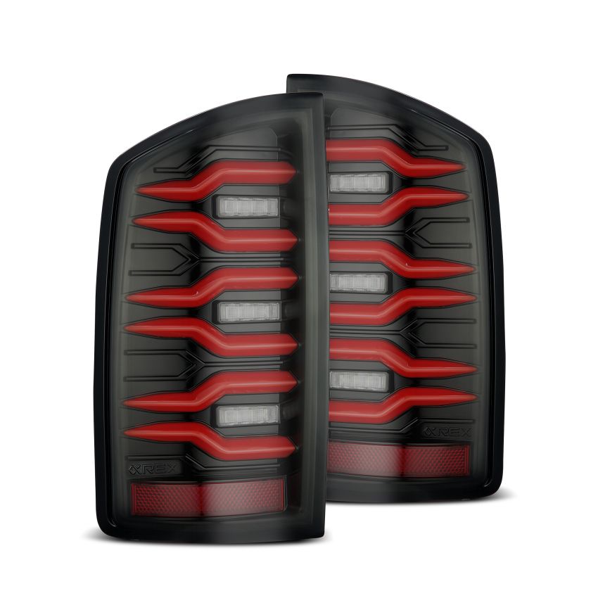 AlphaRex 641030 02-06 Dodge Ram1500 + 03-06 Dodge Ram2500/3500 Luxx-Series LED Tail Lights (Pair) Black/Red
