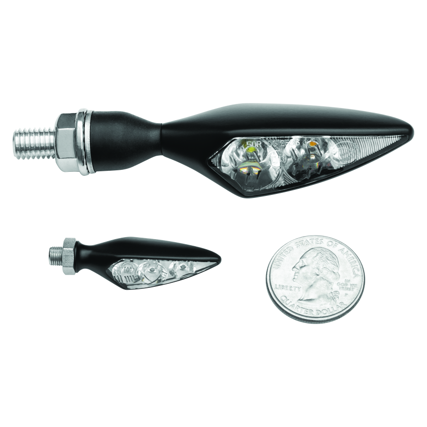 Kuryakyn 2850 Rhombus S Single Fuction Front Left Clear Lens Amber Satin Black