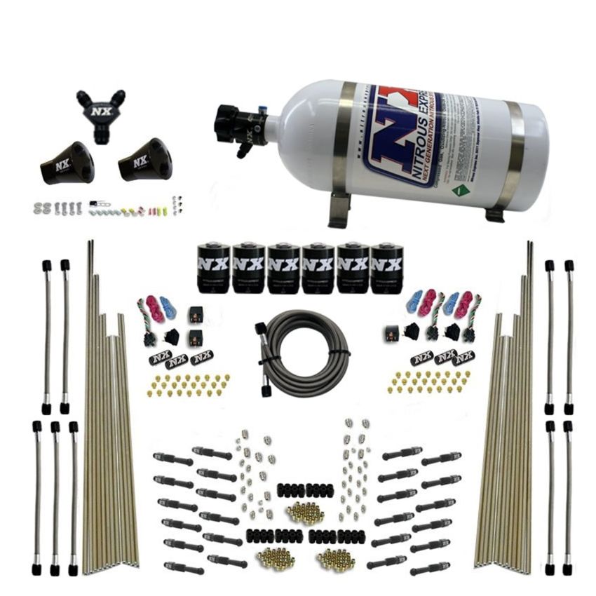 Nitrous Express 93206-10 8 CYL DRY DIRECT PORT, THREE STAGE, 6 SOLENOIDS, WITH 10LB BOTTLE (200-600HP)