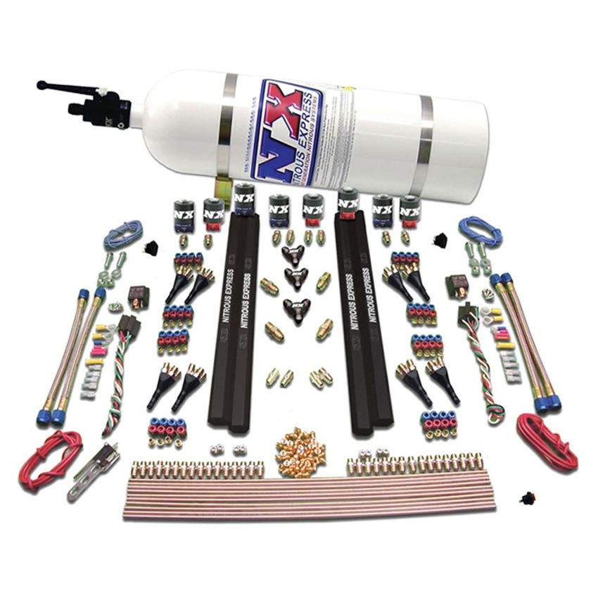 Nitrous Express 90095-15 SX2 DUAL STAGE/ALCOHOL - 8 SOLENOID (200-1200HP) WITH 15LB BOTTLE