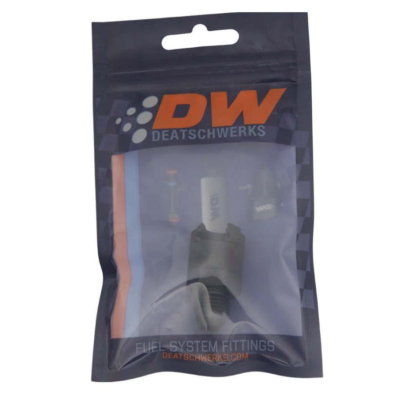 DeatschWerks 6AN Male Flare to 3/8in Female EFI Quick Connect Adapter - Anodized Matte Black