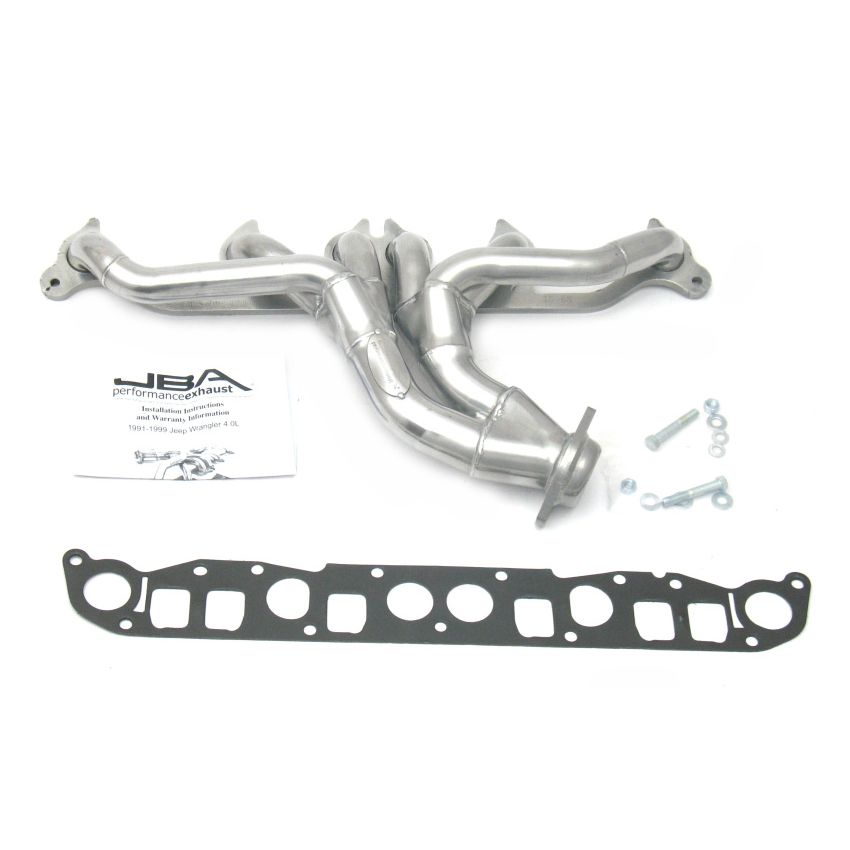 JBA 91-99 Jeep 4.0L 1-1/2in Primary Silver Ctd Cat4Ward Header