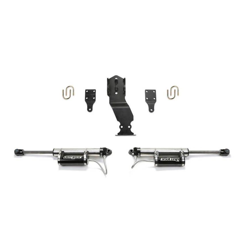 Fabtech FTS22314 19-20 Ford F450/F550 4WD Dual Steering Stabilizer System w/DL 2.25 Resi Shocks