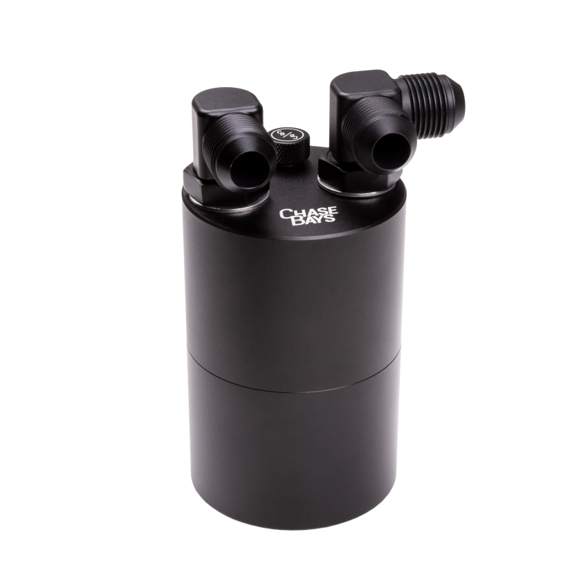 Chase Bays CB-OILCATCH-10AN90L-10AN -10AN 90 Deg L-Fitting Inlet -10AN Straight Outlet Oil Catch Can