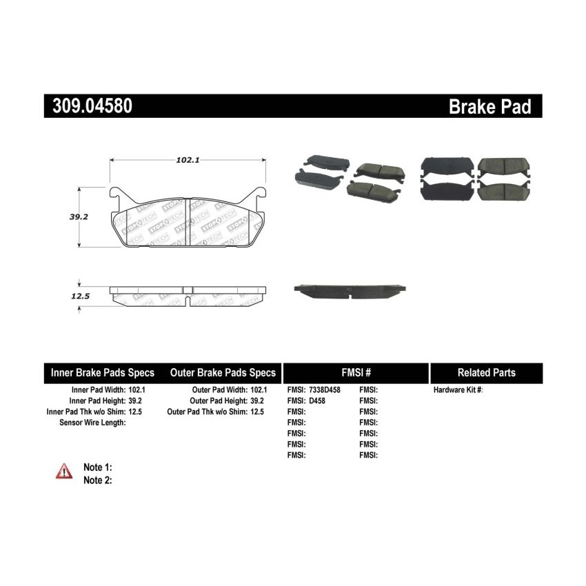 Stoptech 309.04580 Performance 90-93 Mazda Miata Rear Brake Pads D525