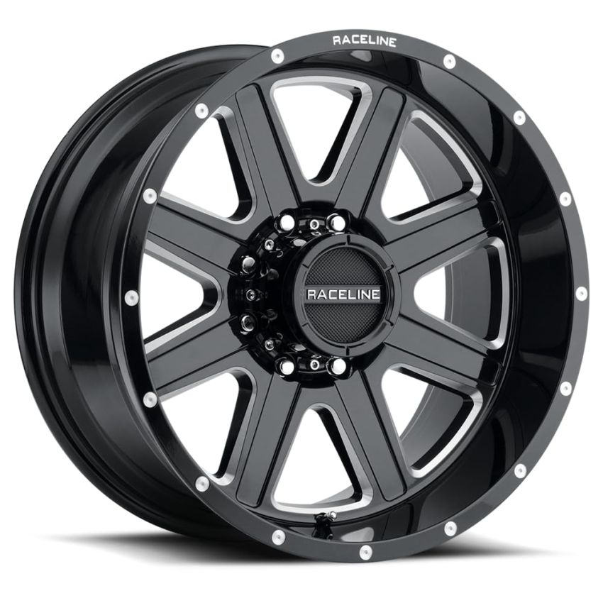 Raceline 940M Hostage 16x8in / 5x139.7 BP / 0mm Offset / 106.5mm Bore - Black & Milled Wheel