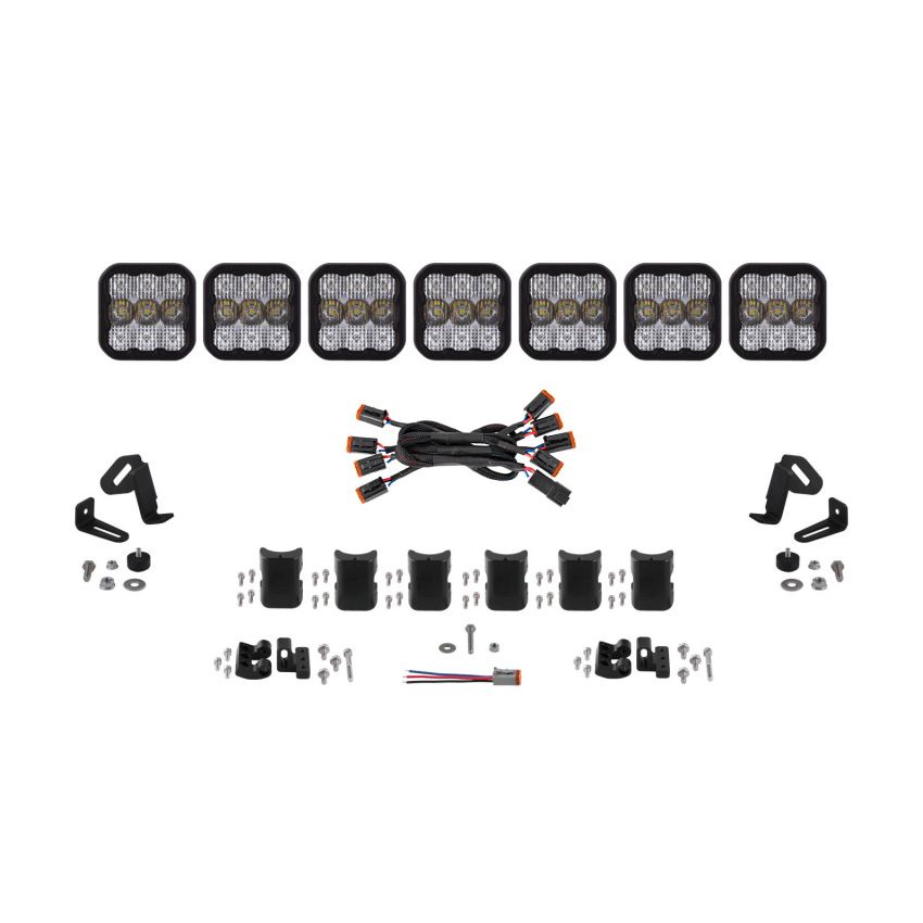 Diode Dynamics DD7246 SS5 Pro Universal CrossLink 7-Pod Lightbar - White Combo