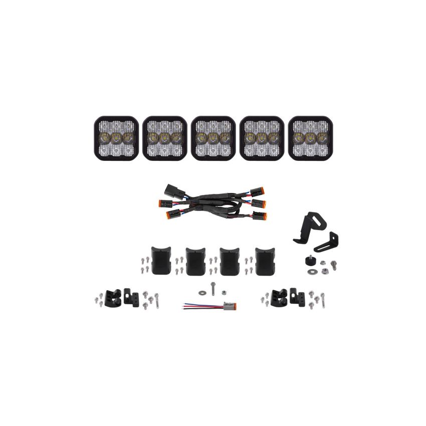 Diode Dynamics DD7242 SS5 Pro Universal CrossLink 5-Pod Lightbar - White Combo
