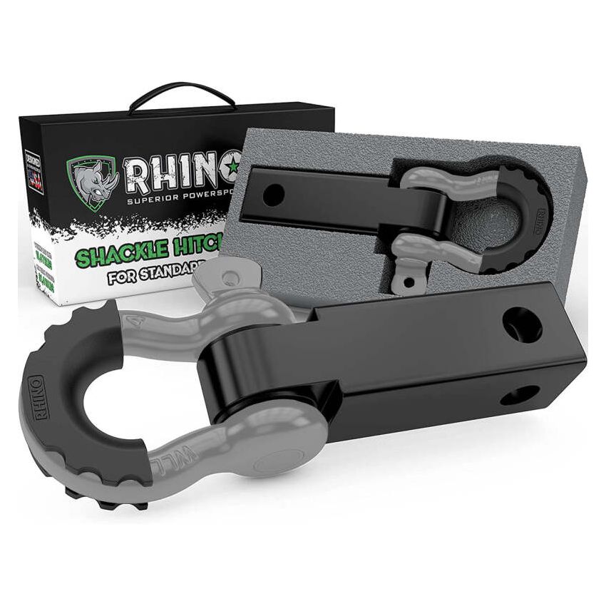 Rhino USA RG-HTHITCH2-GRY Shackle Hitch Receiver W/ D-Ring (Gray)