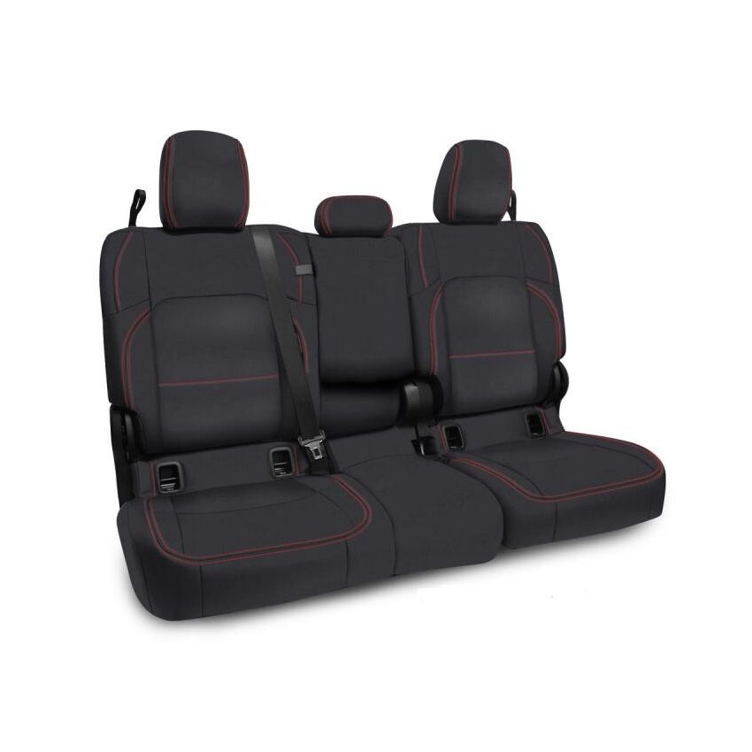 PRP 2020+ Jeep Gladiator JT Rear Bench Cover with Leather Interior - Black with Red Stitching