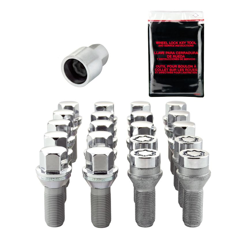 McGard 5 Lug Hex Install Kit w/Locks (Cone Seat Bolt) M14X1.25 / 17mm Hex / 27.5mm Shank L. - Chrome