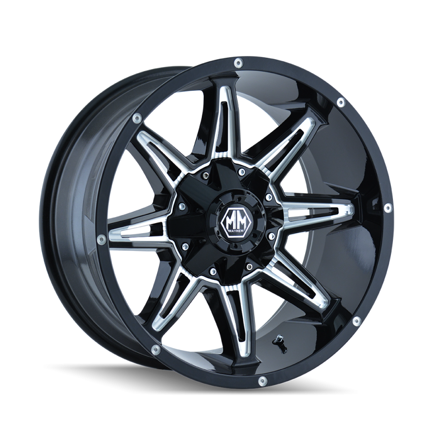 Mayhem 8090 Rampage 18x9 / 6x135 BP / 18mm Offset / 106mm Hub Black w/ Milled Spokes Wheel