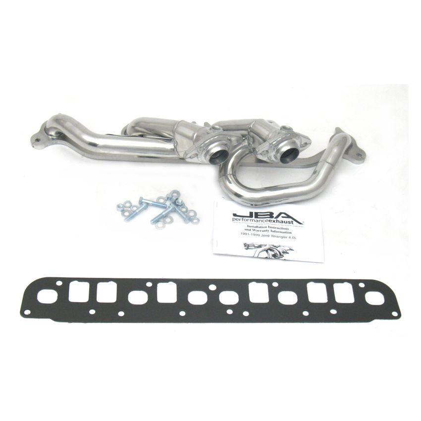 JBA 00-06 Jeep 4.0L 1-1/2in Primary Silver Ctd Cat4Ward Header