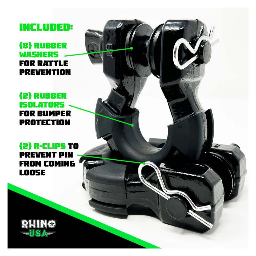 Rhino USA SUPERSHACK-MATTE 8T Super Shackle 2-Pack (Matte Black)