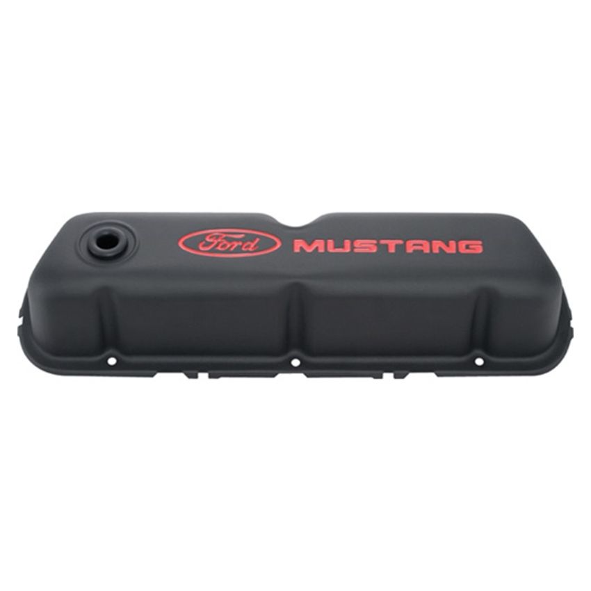 FORD FRD302-101 Black Steel Valve Cover Set w/Mustang Logo