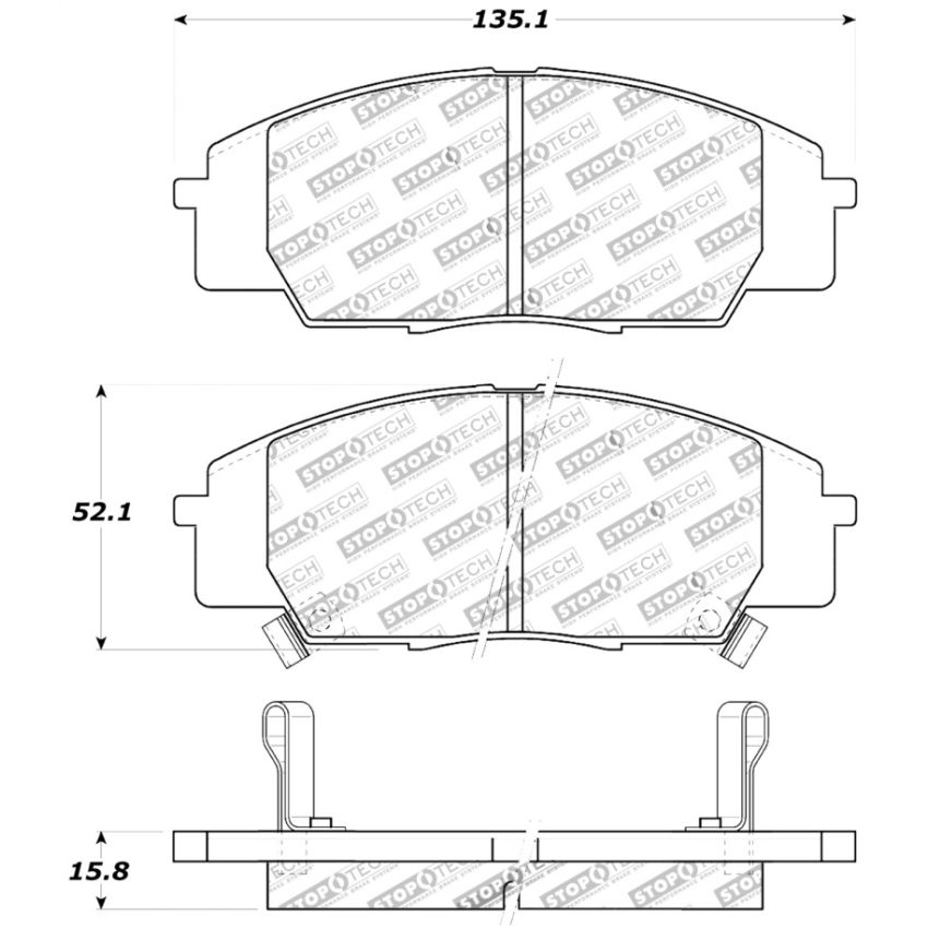 Stoptech 309.08290 Performance 00-09 S2000/06+ Civic Si/02-06 RSX-S (non base) Front Brake Pads