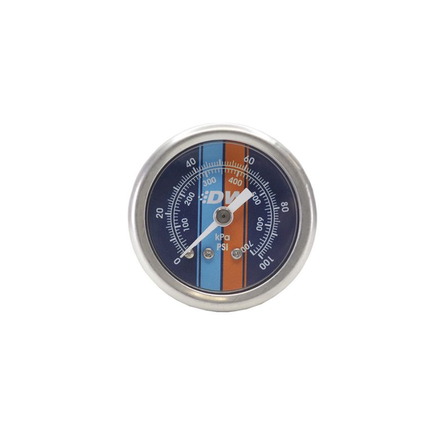 DeatschWerks 6-01-G2 0-100 PSI 1/8in NPT Mechanical Fuel Pressure Gauge Brushed Housing Blue Face