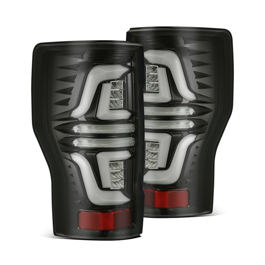 AlphaRex 17-19 Ford F250 Super Duty PRO-Series LED Tail Lights Jet Black (w/o Blind Spot Sensor)