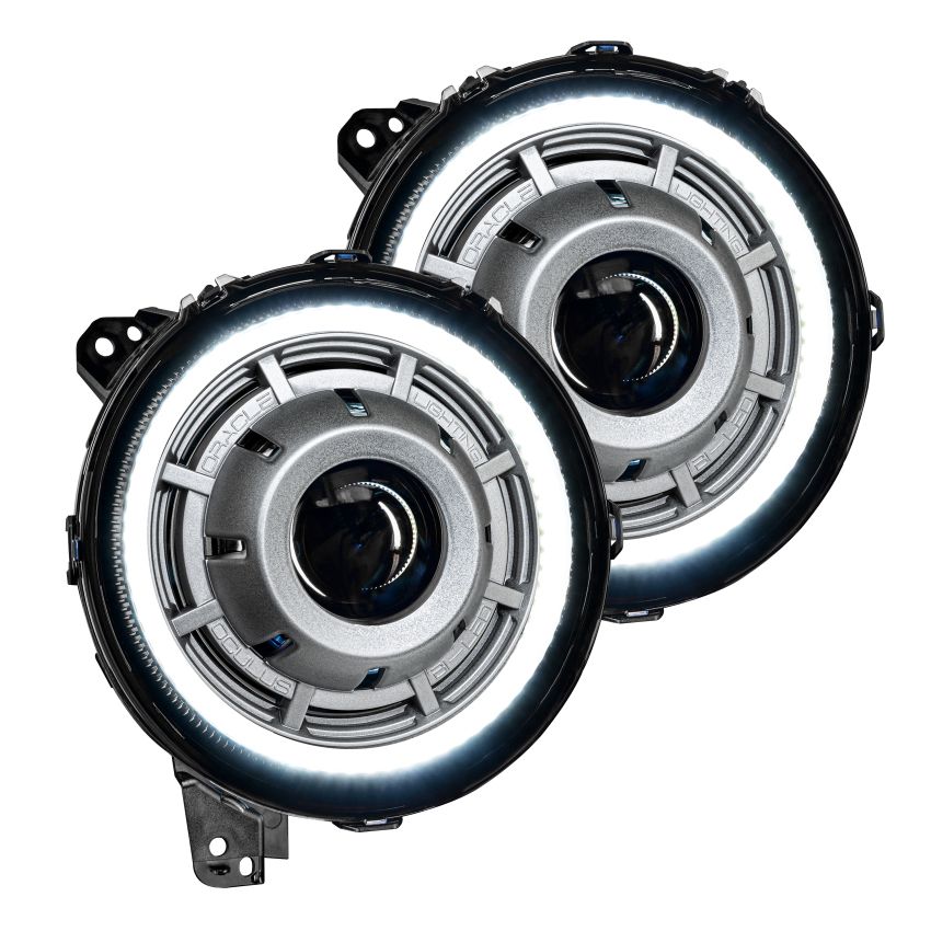 Oracle Lighting 5839-504-PSC Oculus Bi-LED Projector Headlights for Wrangler JL/ Gladiator JT - Satin Silver