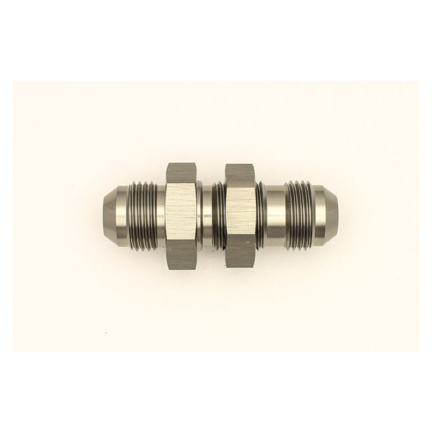 DeatschWerks 8AN Male Flare To 8AN Male Flare Bulkhead Adapter (Incl. Nut)