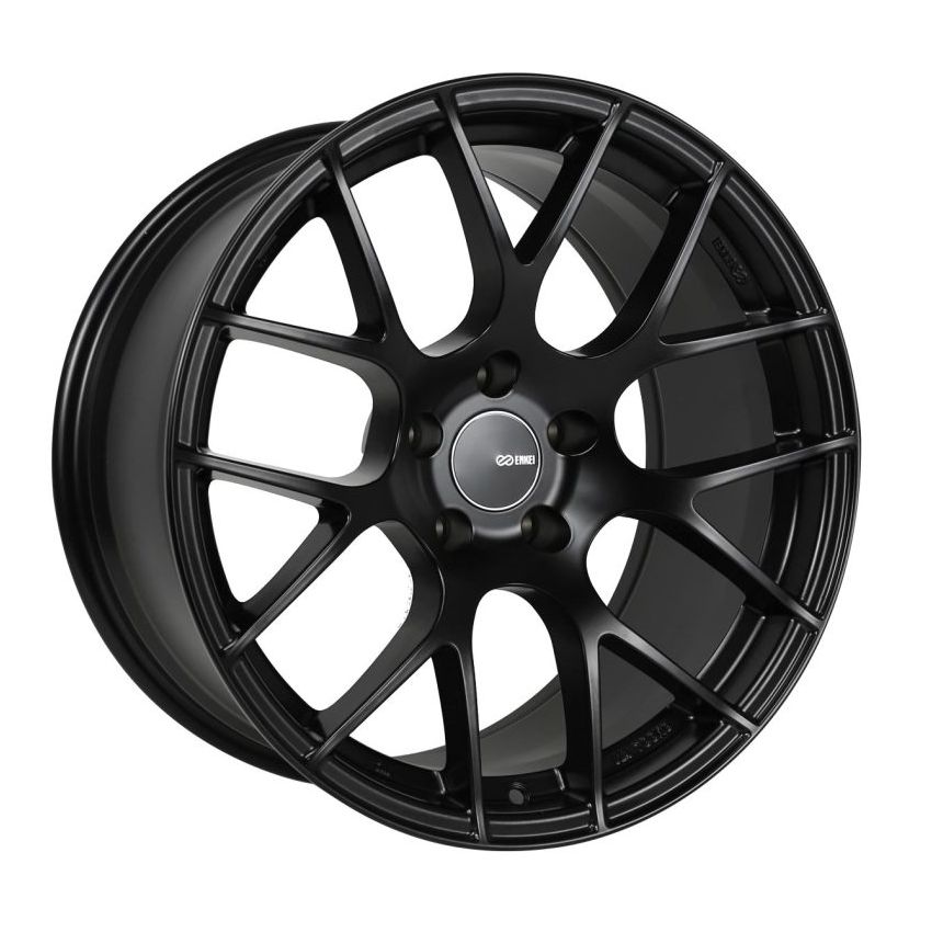 Enkei 467-885-4442BK Raijin 18x8.5 42mm Offset 5x112 Bolt Pattern 72.6 Bore Diameter Matte Black Wheel