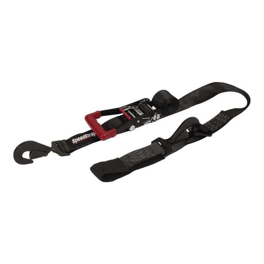 SpeedStrap 2In x 8Ft Ratchet Tie Down w/ Flat Snap Hooks & Axle Strap Combo, Made in the USA