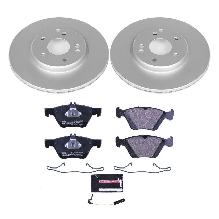 PowerStop ESK2926 Genuine Geomet Coated Rotors, ECE-R90 Brake Pads + Hardware Kit